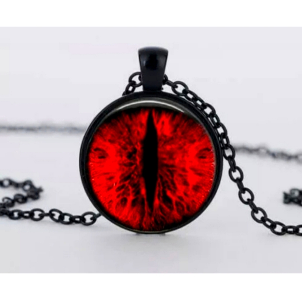 New Red Dragon Eye Evil Eye Black Glass Necklace.